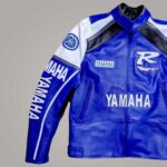Men's Yamaha Blue Leather Motorcycle Racing Jacket with Protective Armor - Image 4
