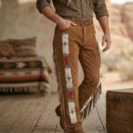 Men's Fringed Suede Leather Trousers