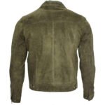 Men's Army Green Suede Trucker Jacket - Real Leather - Image 2