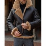 Men's Dark Brown B3 RAF Aviator Shearling Leather Jacket - Image 2