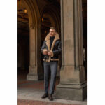 Men's Dark Brown B3 RAF Aviator Shearling Leather Jacket - Image 3