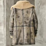 Men's B3 RAF Sheepskin Shearling Leather Long Coat Flight Jacket - Image 3