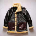 Men's B3 Shearling Bomber Military Fur Jacket B7 Sheepskin Coat - Image 3