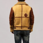 Men's B3 Shearling Fur Casual Leather Bomber Retro Jacket Coat - Image 3
