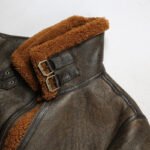 Men's B3 Sheepskin Shearling Bomber Genuine Leather Jacket - Image 4