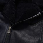 Men's Black Aviator Sheepskin Moto Shearling Leather Jacket - Image 3