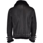 Men's Black Aviator Flight Bomber Shearling Leather Jacket - Image 2