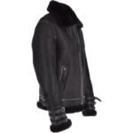 Men's Black Aviator Flight Bomber Shearling Leather Jacket - Image 3