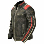 Men's Black Leather Cafe Racer Vintage Retro Distressed Jacket - Image 3