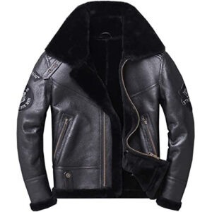 Men's Black Shearling Aviator Jacket