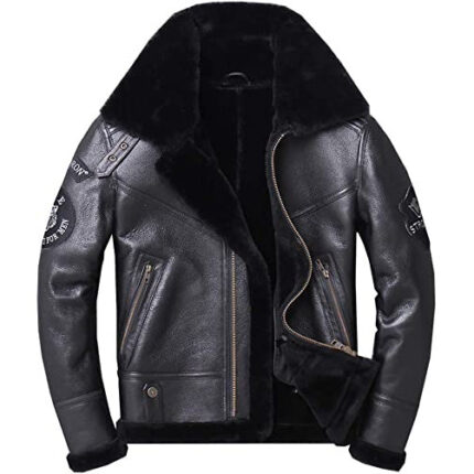 Men's Black Shearling Aviator Jacket