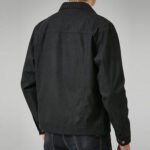 Men's Black Suede Leather Casual Jacket with Lapel - Image 2