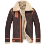 Men's Brown B-3 Aviator Sheepskin Shearling Bomber Jacket