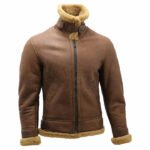 Men's Brown B3 Sheepskin Flying Aviator Jacket - Image 3