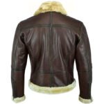 Men's Brown Shearling Leather Aviator Jacket - Image 2