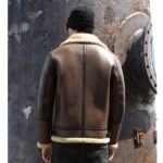 Men's Brown Sheepskin Fur Flying Coat Shearling Flight Jacket - Image 2