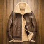 Men's Brown Sheepskin Fur Flying Coat Shearling Flight Jacket - Image 3