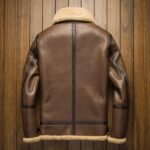 Men's Brown Sheepskin Fur Flying Coat Shearling Flight Jacket - Image 4