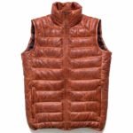 Men's Brown Sheepskin Leather Puffer Vest