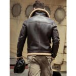 Men's Brown Sheepskin Shearling Coat B3 Flight Jacket - Image 2