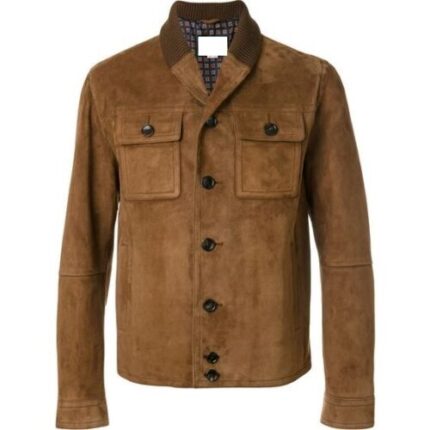 Men's Brown Suede Cafe Racer Jacket