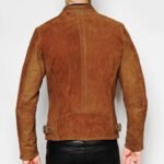 Men's Brown Suede Leather Motorcycle Biker Jacket - Image 2