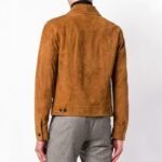 Men's Brown Suede Trucker Jacket - Image 2
