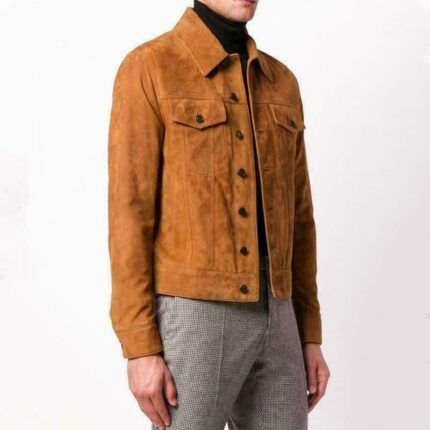 Men's Brown Suede Trucker Jacket