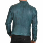 Men's Cafe Racer Distressed Biker Leather Jacket - Image 2