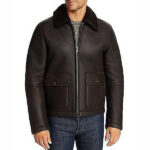 Men's Chocolate Leather Shearling Flight Jacket
