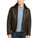 Men's Chocolate Leather Shearling Flight Jacket - Image 2