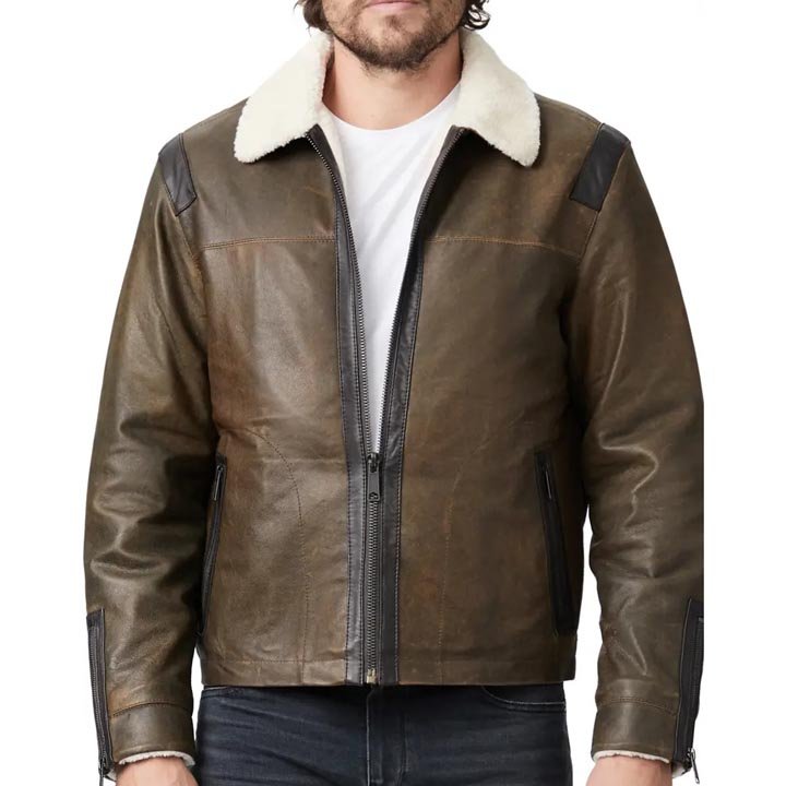 Mens-Classic-Leather-Shearling-Bomber-jacket Mens Classic Leather Shearling Bomber jacket - Image 1