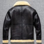 Men's Dark Brown B3 Military Shearling Sheepskin Bomber Jacket - Image 2