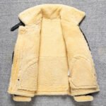 Men's Dark Brown B3 Military Shearling Sheepskin Bomber Jacket - Image 3