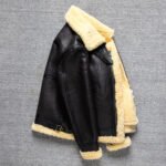 Men's Dark Brown B3 Military Shearling Sheepskin Bomber Jacket - Image 4