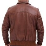 Men's Vintage Brown Leather Bomber Jacket - Image 2