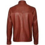 Men's Dark Brown Plain Biker Cafe Racer Jacket - Image 2