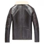 Men's Dark Brown Shearling Leather Aviator Jacket - Image 2