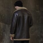 Men's Dark Brown Sheepskin Fur Shearling Leather Coat - Image 2