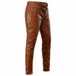 Men's Distressed Brown Leather Pant - Image 2