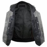 Men's Distressed Grey Cowhide Leather Vest - Image 3