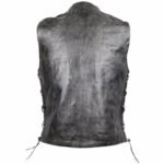 Men's Distressed Grey Cowhide Leather Vest - Image 4