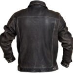Men's Distressed Leather Trucker Jacket - Image 2