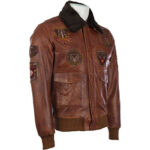 Men's Genuine Leather Aviator Pilot Bomber Jacket - Image 2