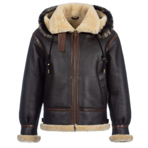 Men's Hooded B3 Pilot Shearling Sheepskin Jacket Coat