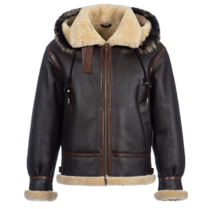Men's Hooded B3 Pilot Shearling Sheepskin Jacket Coat