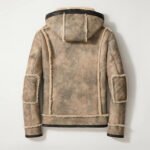 Men's Hooded Casual Sheepskin Shearling Fur Jacket - Image 2