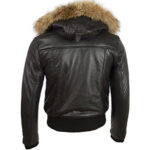 Men's Removable Hood Vintage Leather Biker Jacket - Image 2