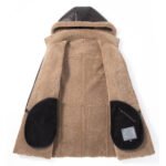 Men's Shearling Sheepskin Hooded Parka Winter Coat - Image 3