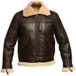 Men's Shearling Sheepskin Leather Flying Aviator Jacket - Image 2